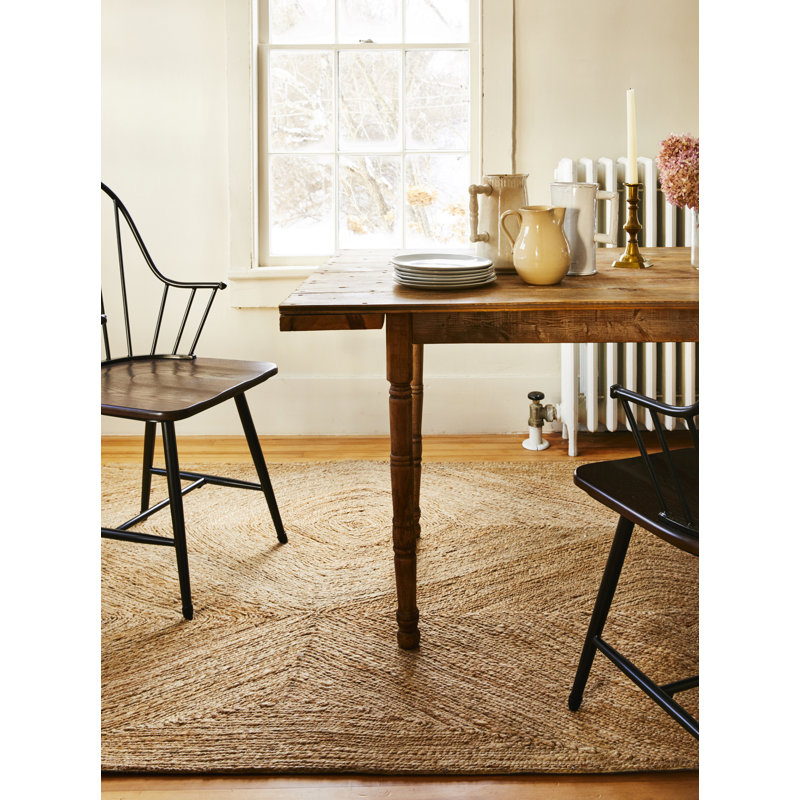 Bovina Hand Woven Jute Geometric Area Rug, Rectangle 5' x 8'
