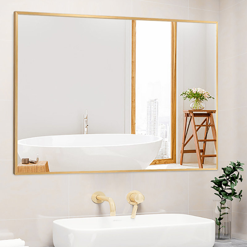 Jarrell Metal Flat Wall Mirror, Gold