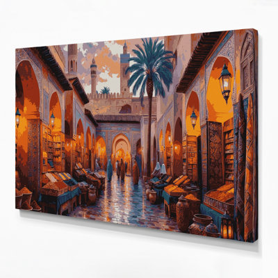 Cities Marrakech Morocco Brown Canvas Wall Art