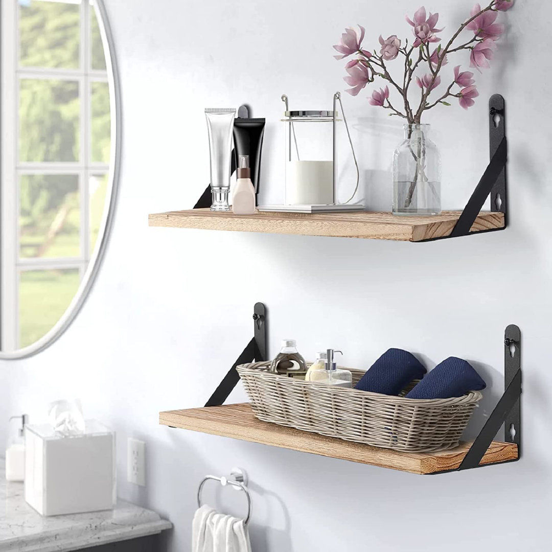 Gastonville 2 Piece Pine Solid Wood Floating Shelf