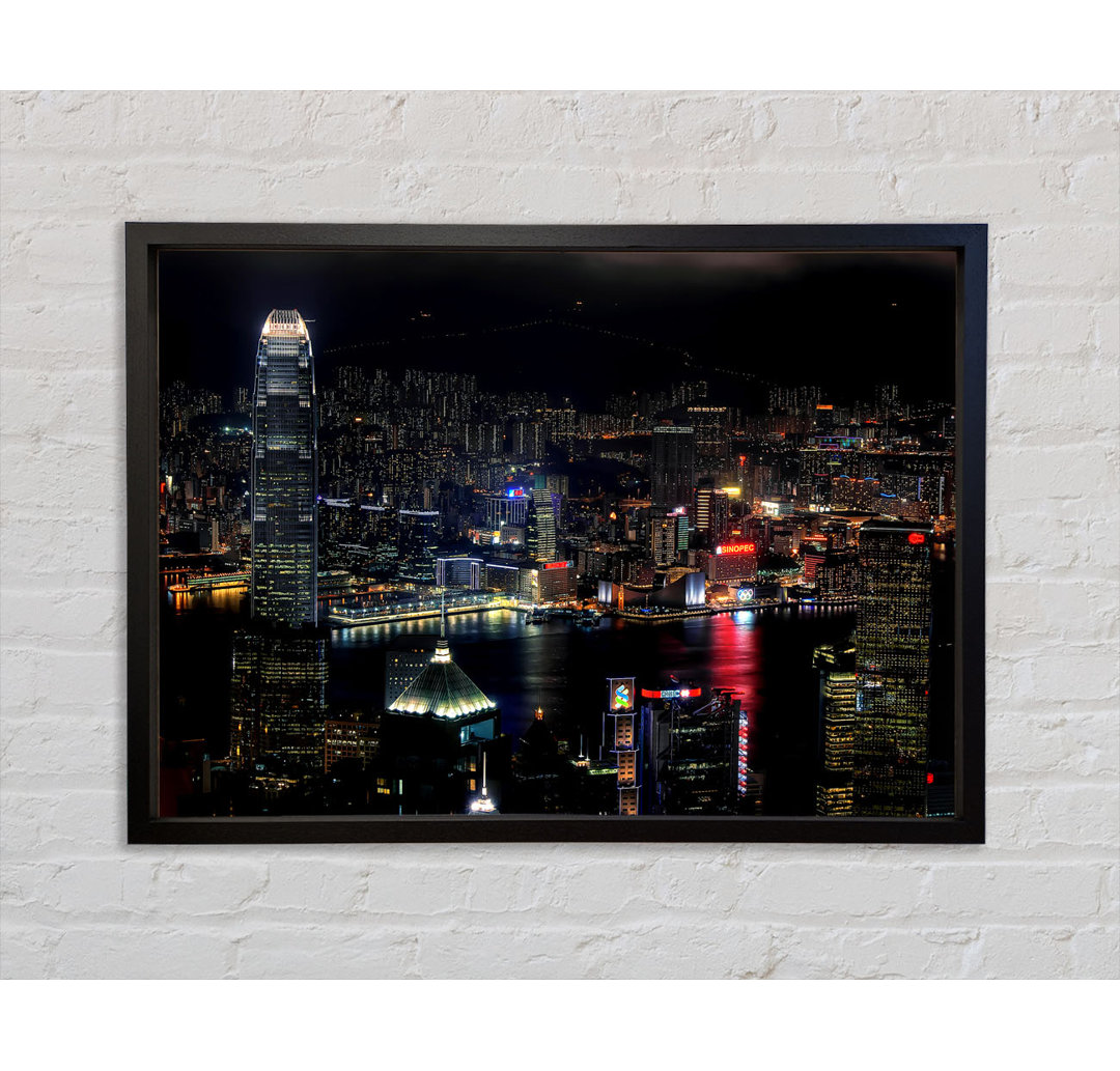 Dark Night City Hong Kong - Einzelne Bilderrahmen Kunstdrucke auf Leinwand