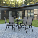 Elgin 5-Piece Rippled Glass Outdoor Patio Table Set with 4 Chairs by Flash Furniture