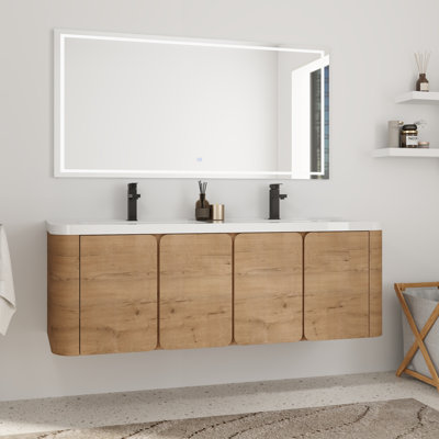 60'' Floating Double Bathroom Vanity with Resin Sink