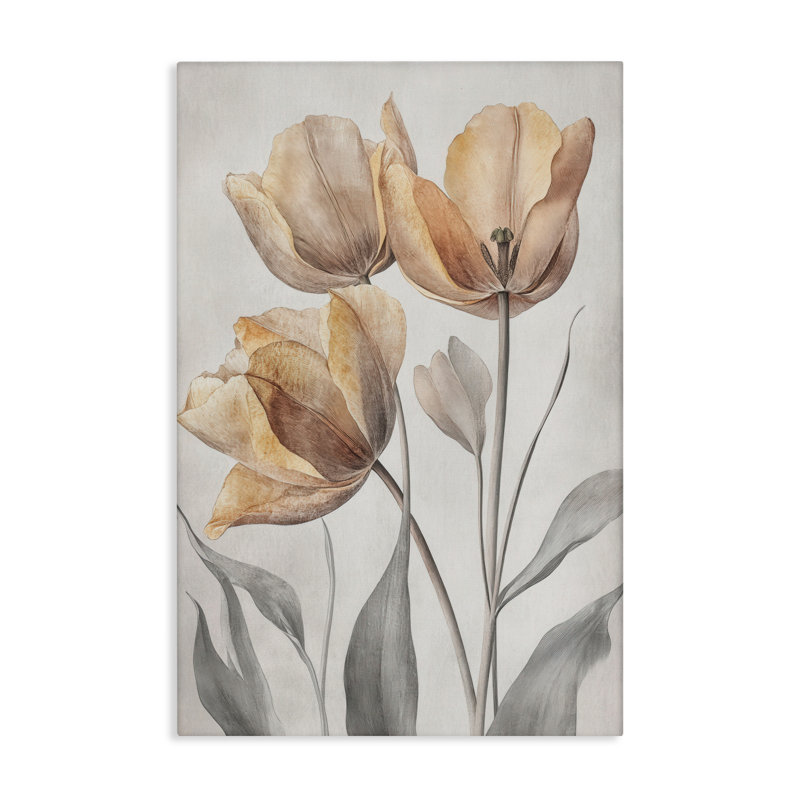 Pressed Poppies Florals Canvas, design par Petal Prints Design, H 24 po x l 16 po