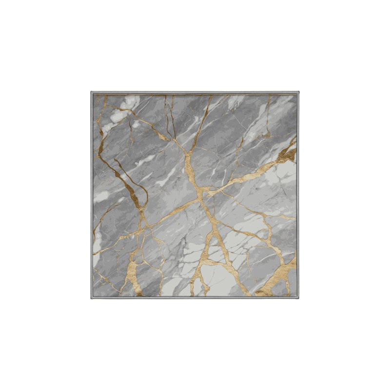 Machine Washable Gray Area Rug, Square 7'
