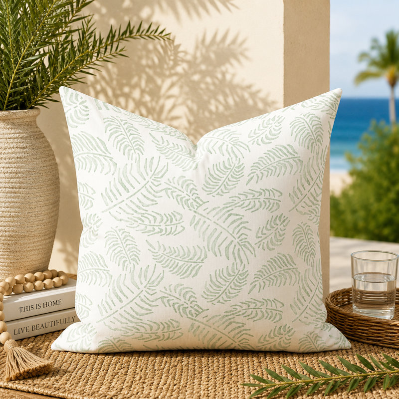 Housse de coussin en coton Seafoam Light, Carré 21 po