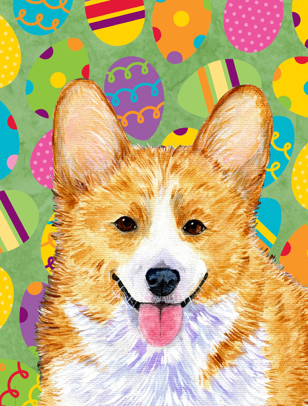 Drapeau de jardin Atara, Corgi (beige et blanc)