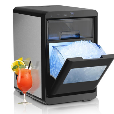 Machine à glaçons pour pépites et cailloux Electactic 44Lbs / Day avec congélation rapide de 10 minutes, réservoir amovible de 1,8 L, fonction autonettoyante, machines à glaçons à granules avec pelle à glace et panier amovible, conception compacte pour la maison / bar / bureau