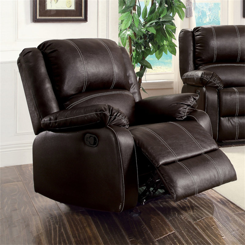 Fauteuil inclinable en cuir synthétique Zuriel, Similicuir brun