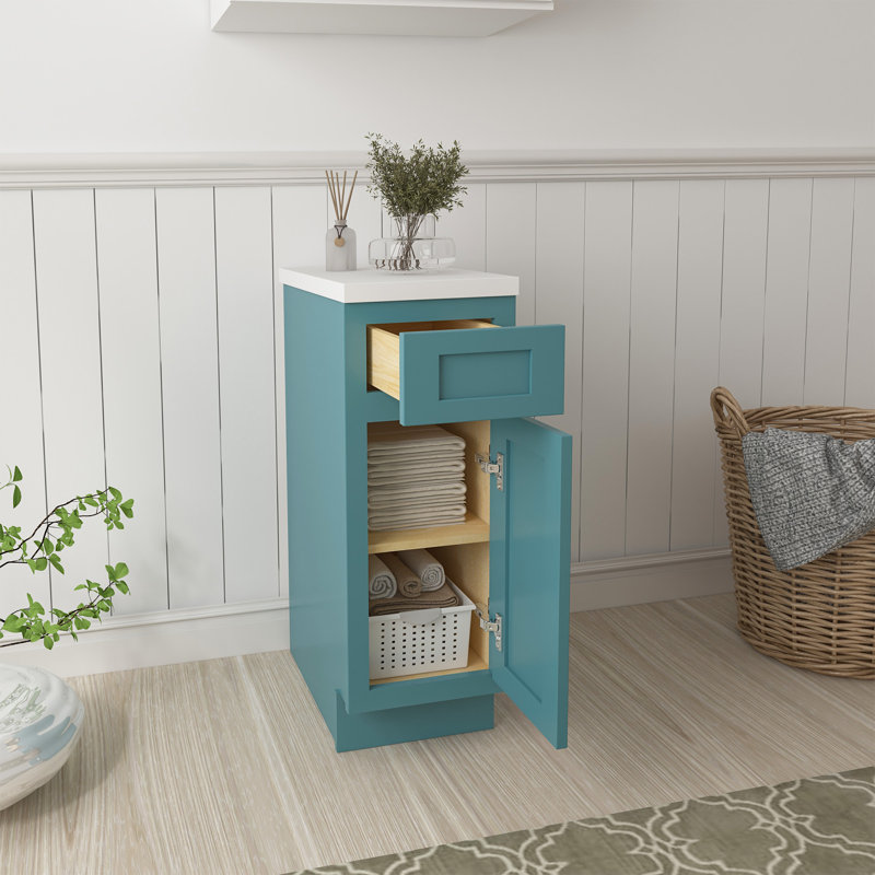 Base de meuble-lavabo simple Heyward, H 32,5 po x l 12 po x P 21 po, Bleu-vert
