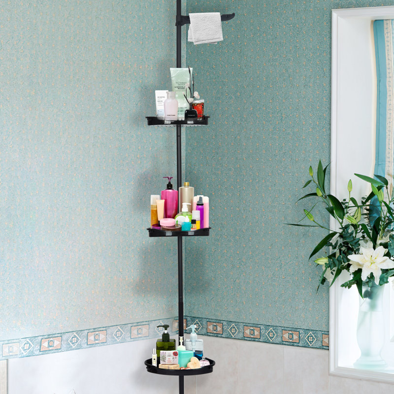 Corner  Bathroom Storage Organizer With 4-Tier Adjustable Shelves,, Black