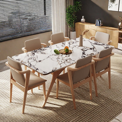 Rectangular Artificial Marble Dining Table Set