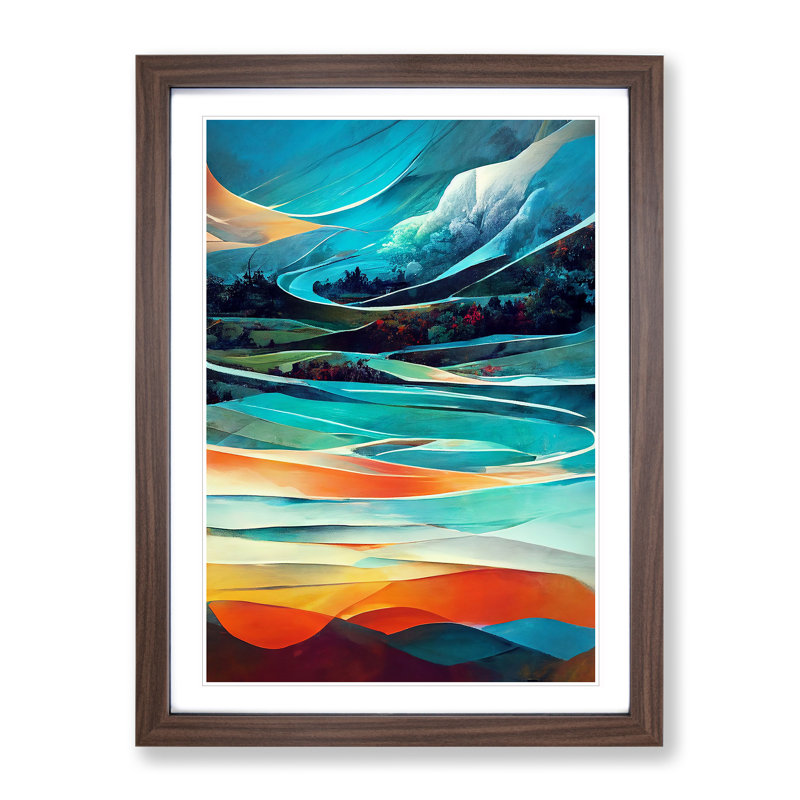 Meadow Landscape Abstract No.3 - Framed Print, 64cm H x 46cm W, Brown