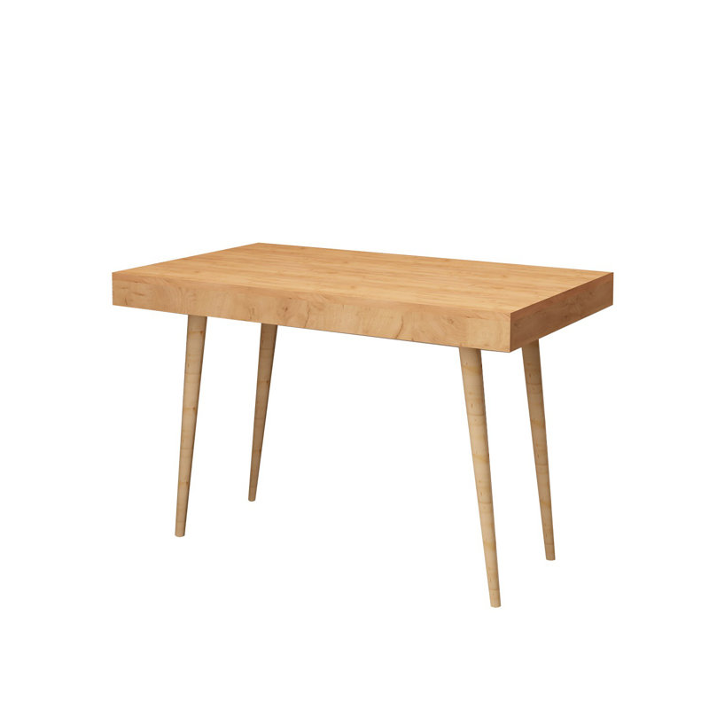 Scandinavian Study Desk, Oak & White, 39.4 x 29.1 x 23.6 inches | 100% Melamine Coated Particle Board, Thickness: 0.7 inches | Sturdy Wooden Legs, Elegant Solid Color Design, Perfect for Modern Home Office & Study Spaces