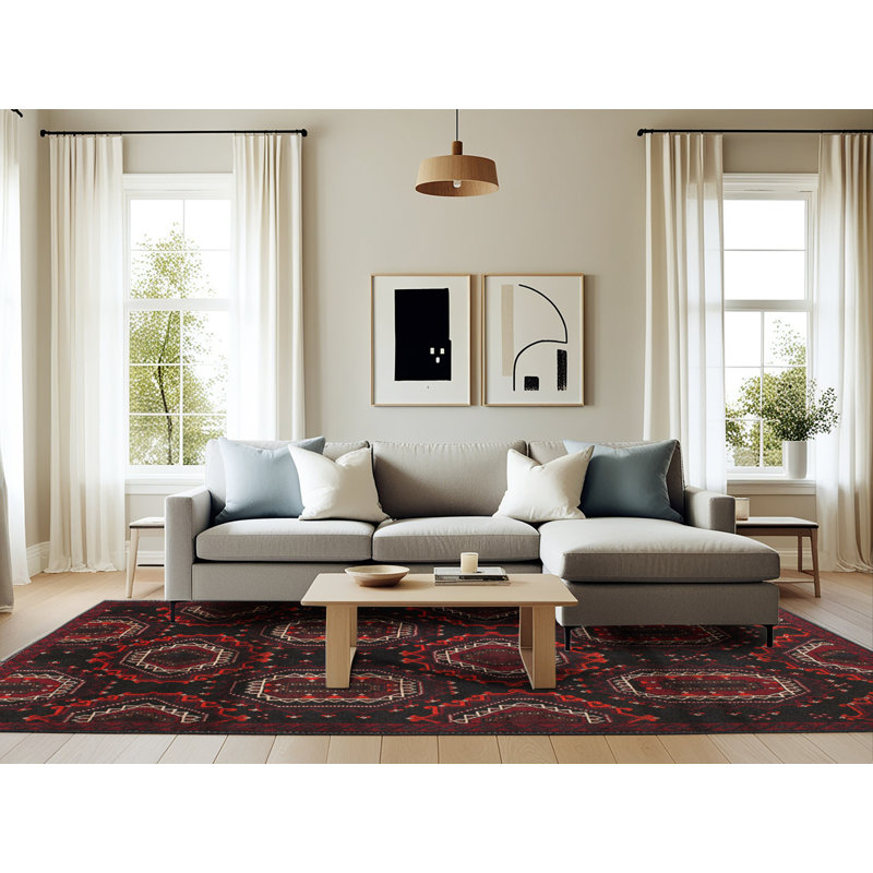 Tapis noir Southwestern, Rectangle 6 pi x 9 pi