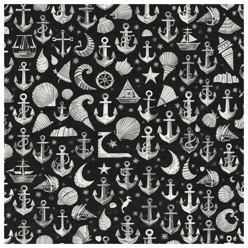 Anchor Nautical Pattern Quilted Bedspread , Full / Double