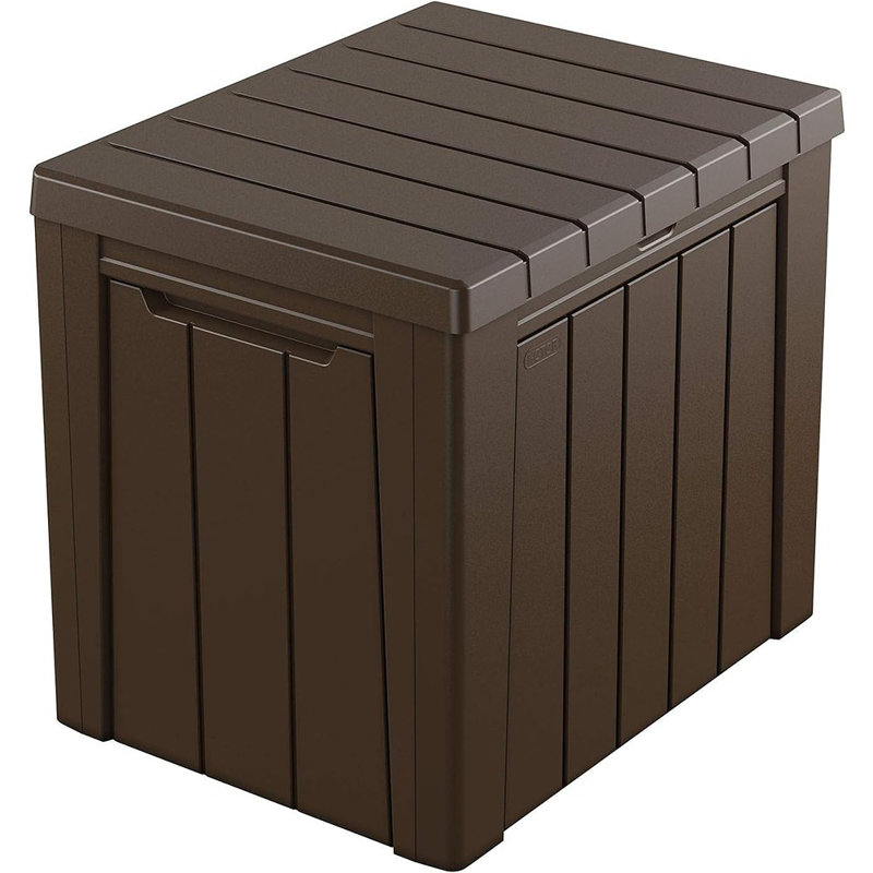 Boîte de rangement extérieure 30 gallons - Table de rangement d'apparence en bois pour patio, jardin ou cour arrière