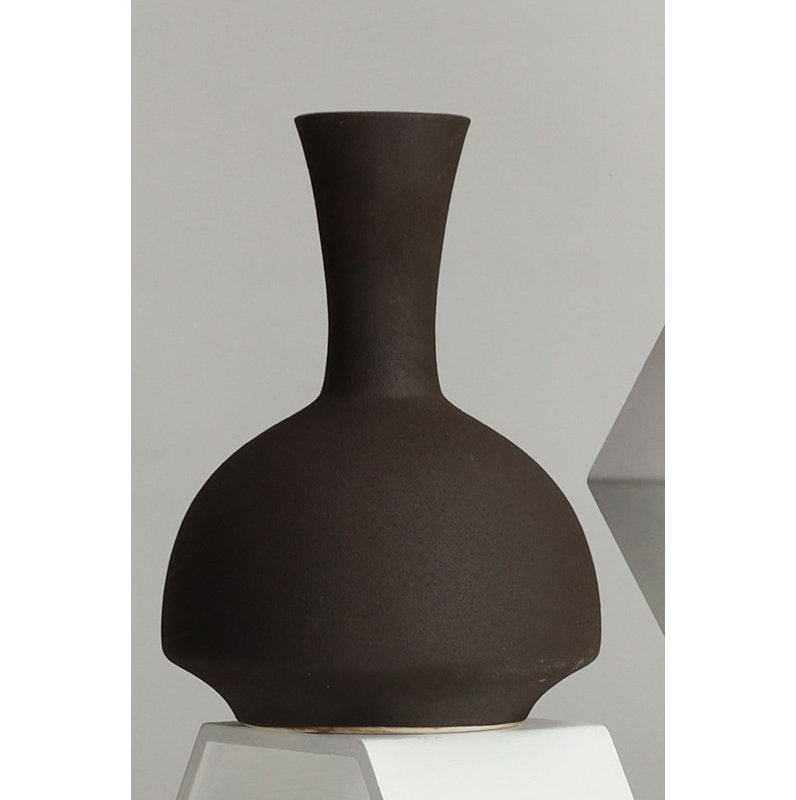 Élégant vase en céramique de couleur anthracite de 7,9 x 7,9 x 10,6 pouces | 100% céramique durable | Parfait pour la décoration intérieure, les arrangements floraux et les centres de table | Ajout élégant à n'importe quelle pièce