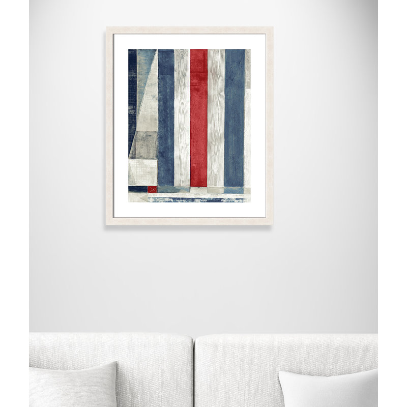 Aken 'Americana III' Framed Print, White Woodgrain Texture