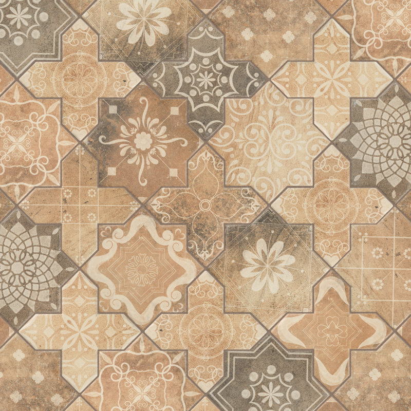 Tech Land Star & Cross Fire 6" x 12" Porcelain Singular Wall Floor Use Tile