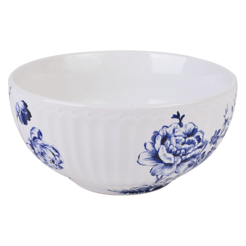 Cassian Blue Floral Embossed Porcelain 12-Piece Dinnerware Set