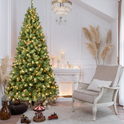 Arbre de Noël en PVC 5 pi avec 200 lumières UL, 551 pointes, fil mémoire dépliable, assemblage facile et support en métal stable