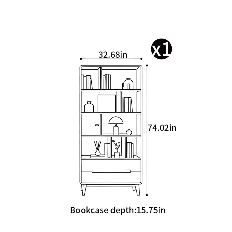 Modern simple style solid wood bookcase