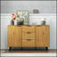 Buffet spacieux en bois avec rangement, parfait pour organiser vos essentiels de cuisine et de salle à manger.