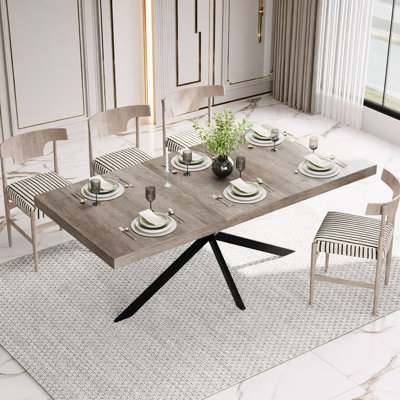 55.11"-70.86"Retro Rectangular Stretch Dining Table With Storage Box For Dining Rooms, Kitchens, And Living Rooms