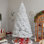 Arbre de Noël artificiel pin blanc avec lumières claires