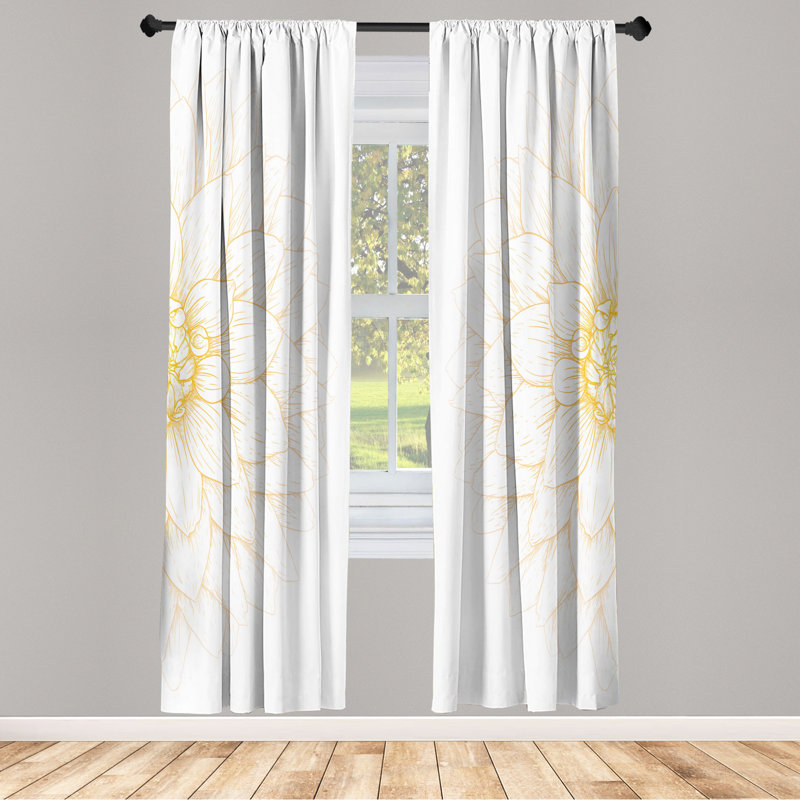 Microfiber Floral Semi-Sheer Rod Pocket Curtain Panels, 28" W x 95" L, Yellow