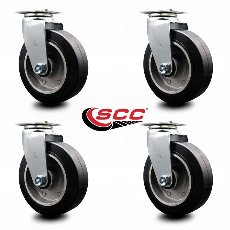 Rubber on Aluminum Caster with Roller Bearings