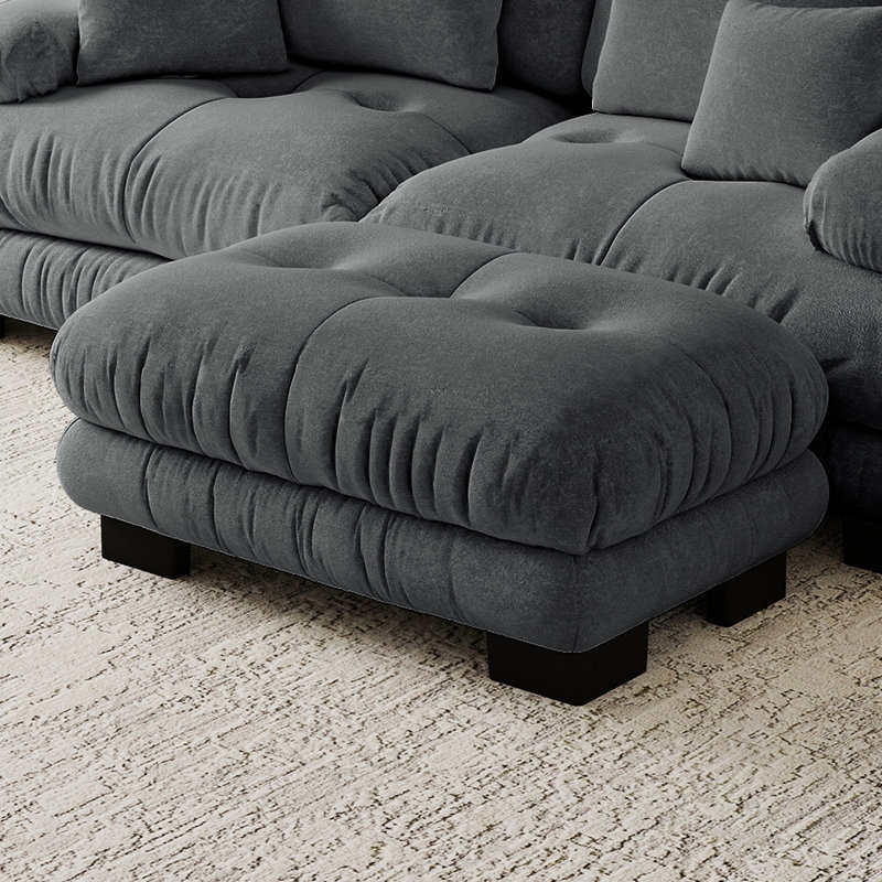Repose-pieds en chenille pour salon, Gris