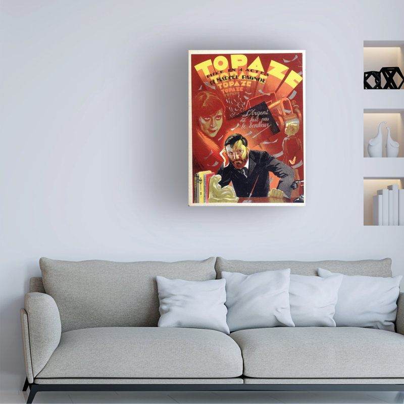 «Inconnu», affiche d'artiste présentant le jeu de théâtre Topaze par Marcel Pagnol, vers 1928. Art sur toile
