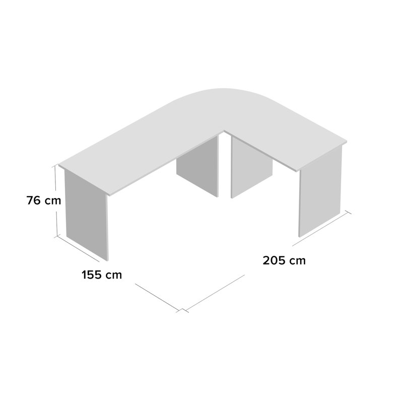 L-Shaped Desk Shell, White