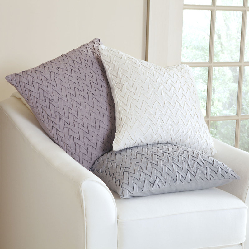 Willards Cotton Throw Pillow Cover, 18" H x 18" W x 1" D, Ivory