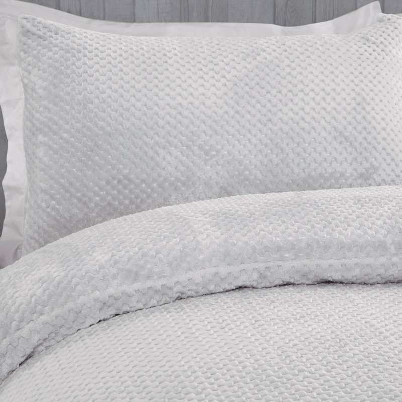 Buchanan Polyester Solid Colour Duvet Cover Set with Pillowcases Included, Kingsize - 2 Standard Pillowcases, Silver