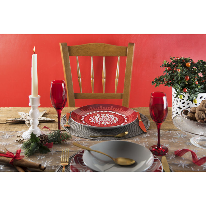 Mandala Red Dinnerware Set 18 Piece - Service for 6