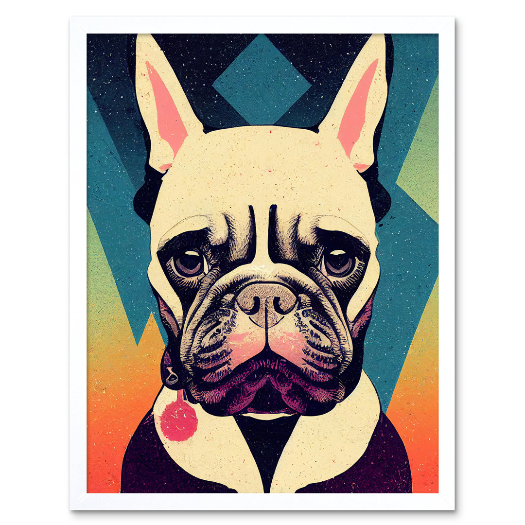 French Bulldog Geometric Pastel Modern - No Frame Rectangle Print