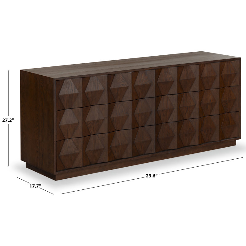 Riabelle Wood 6 Drawer Dresser, Walnut