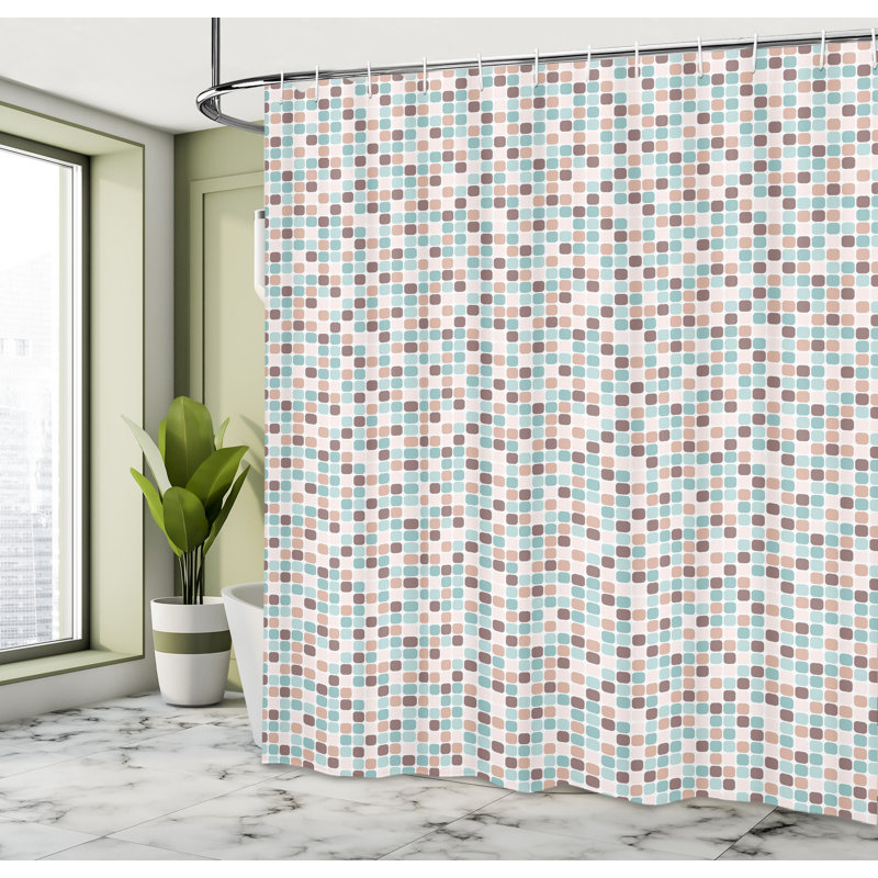 East Urban Home Abstract Shower Curtain Rounded Squares, 70"H x 69"W