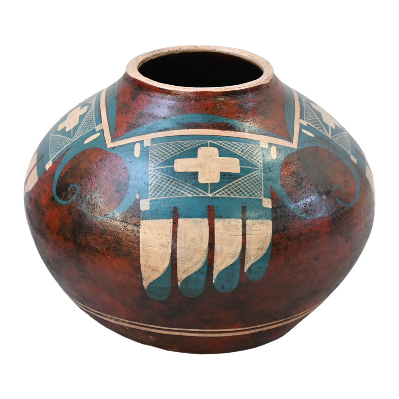 Jeté de style Sud-Ouest, pot décoratif turquoise