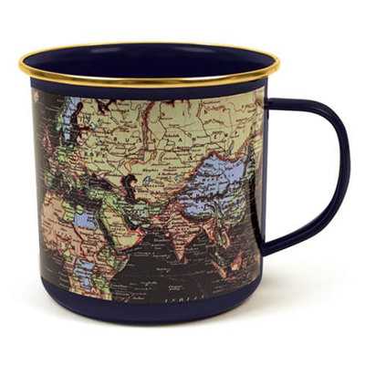 Man of the World Handmade Enamelware Porcelain Camping Mug Teacup and Saucer