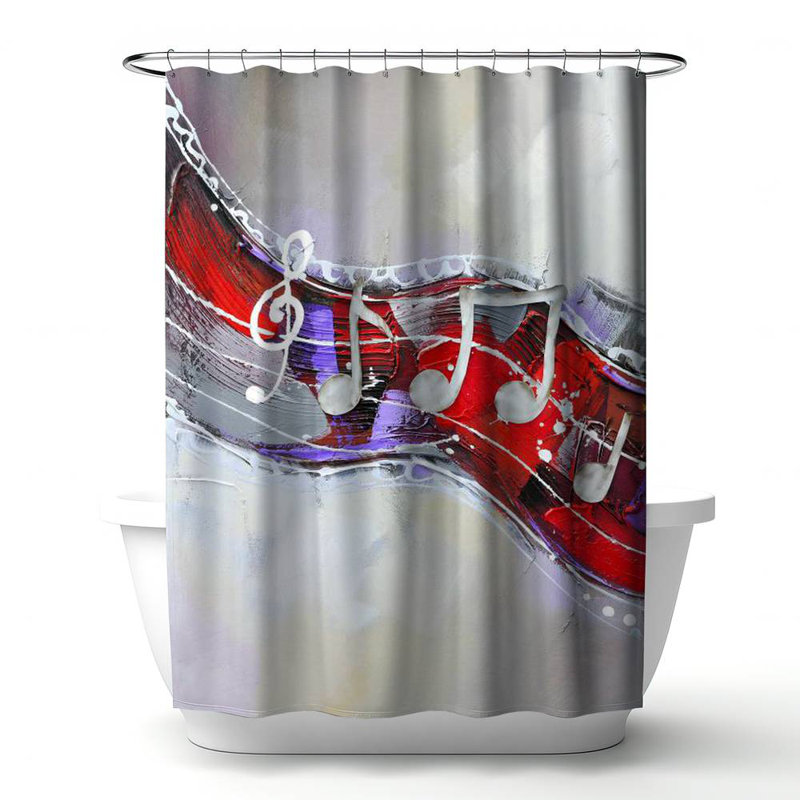 Shower Curtain MU10 – Polyester Shower Curtain, Dye Sublimation Print, 71" W × 74" L