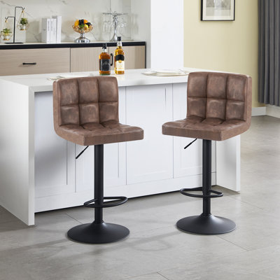 Deristin Swivel Upholstered Adjustable Height Counter Stool with Metal Frame