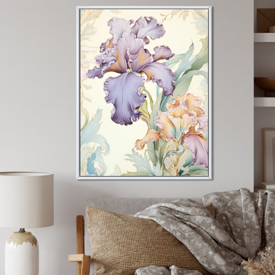 Iris mauve fleuri dans des tons pastel rétro I sur toile