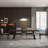 Retro Black Rectangular Solid Wood Dining Table-305463089