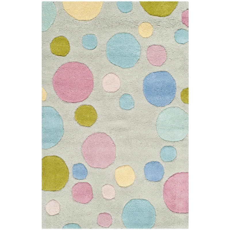 Amier Hand Tufted Wool And Viscose Polka Dots Rug, Rectangle 3'6" x 5'6"