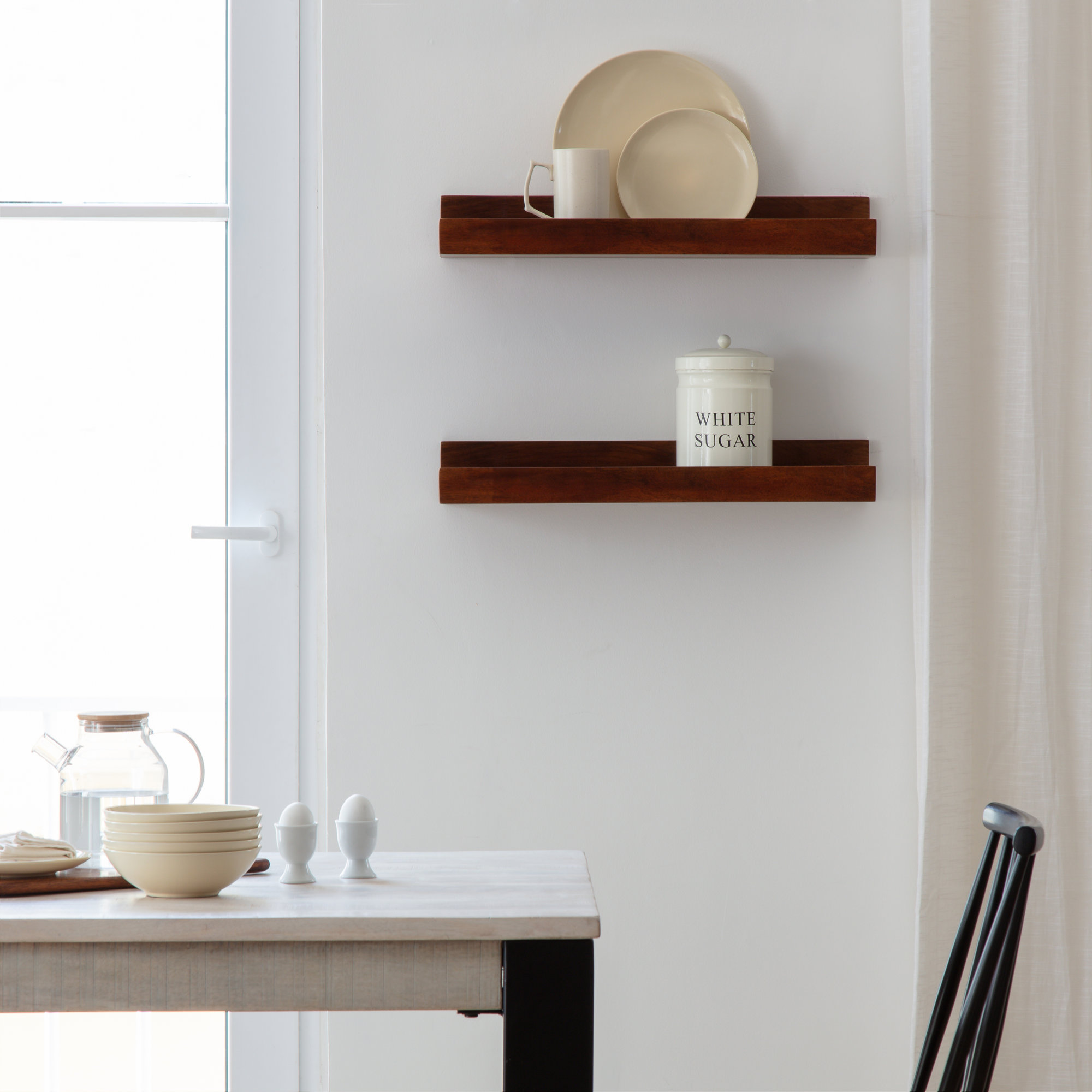 Dezerea Lipped Wall Mounted Shelves, 3.5" H x 24" W x 7.25" D, Walnut