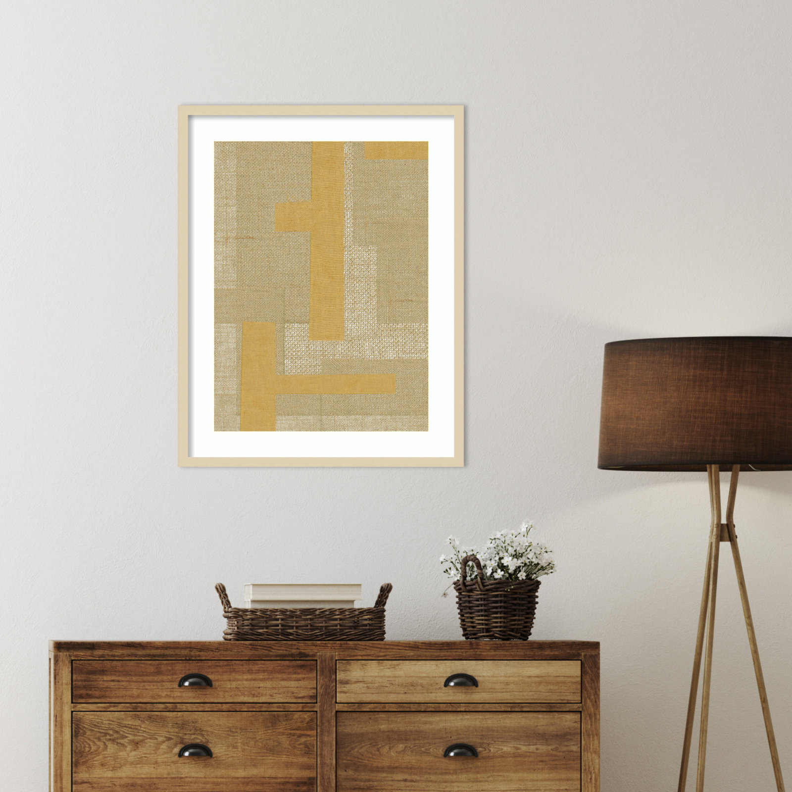 Fabric Pattern Collage No 4 by The MIUUS STUDIO Wood Framed Wall Art Print, Brown, 33" H x 26" W